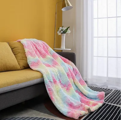 Rainbow Faux Fur Blanket